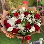 Bouquet Flowers - Red & White